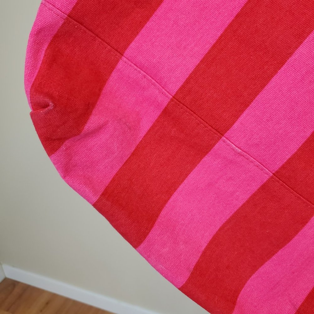 Victoria's Secret Weekender Tote Pink/ Red Striped Canvas Travel Bag XL 16"x20" - Picture 5 of 5